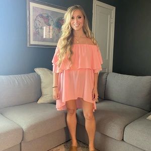 Off the shoulder pink top